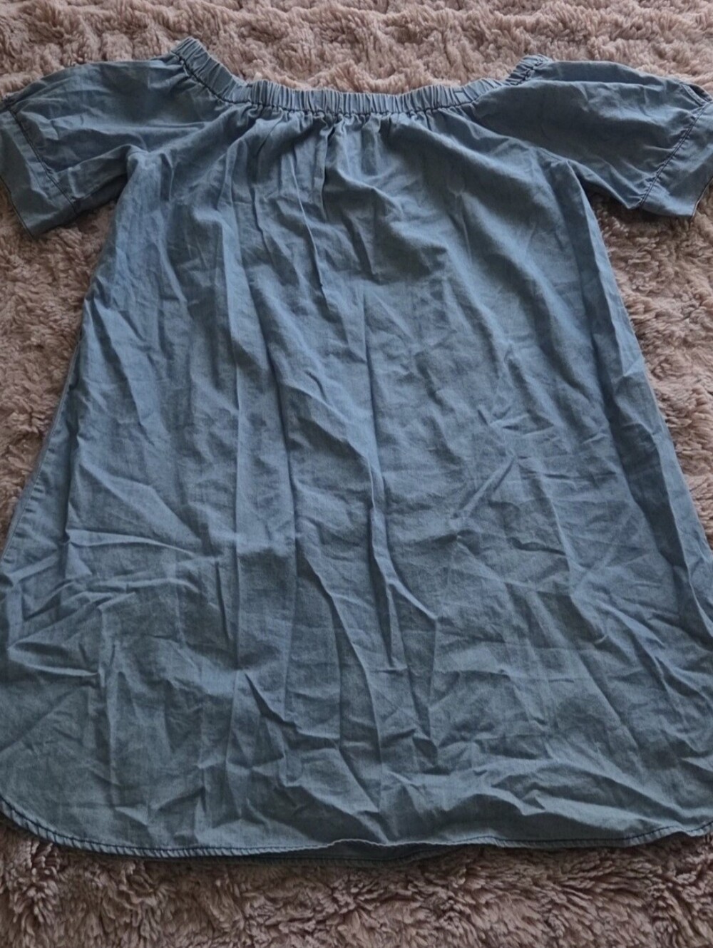 Active USA Light Denim Blue Off-Shoulder Top